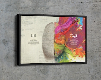 Colorful Left Brain Right Brain canvas art for psychology and mental health decor