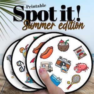 Summer Dobble/Spot It card game - Digital download - Printable Game