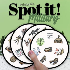 Militair Dobble/Spot It-kaartspel - digitale download - afdrukbaar spel
