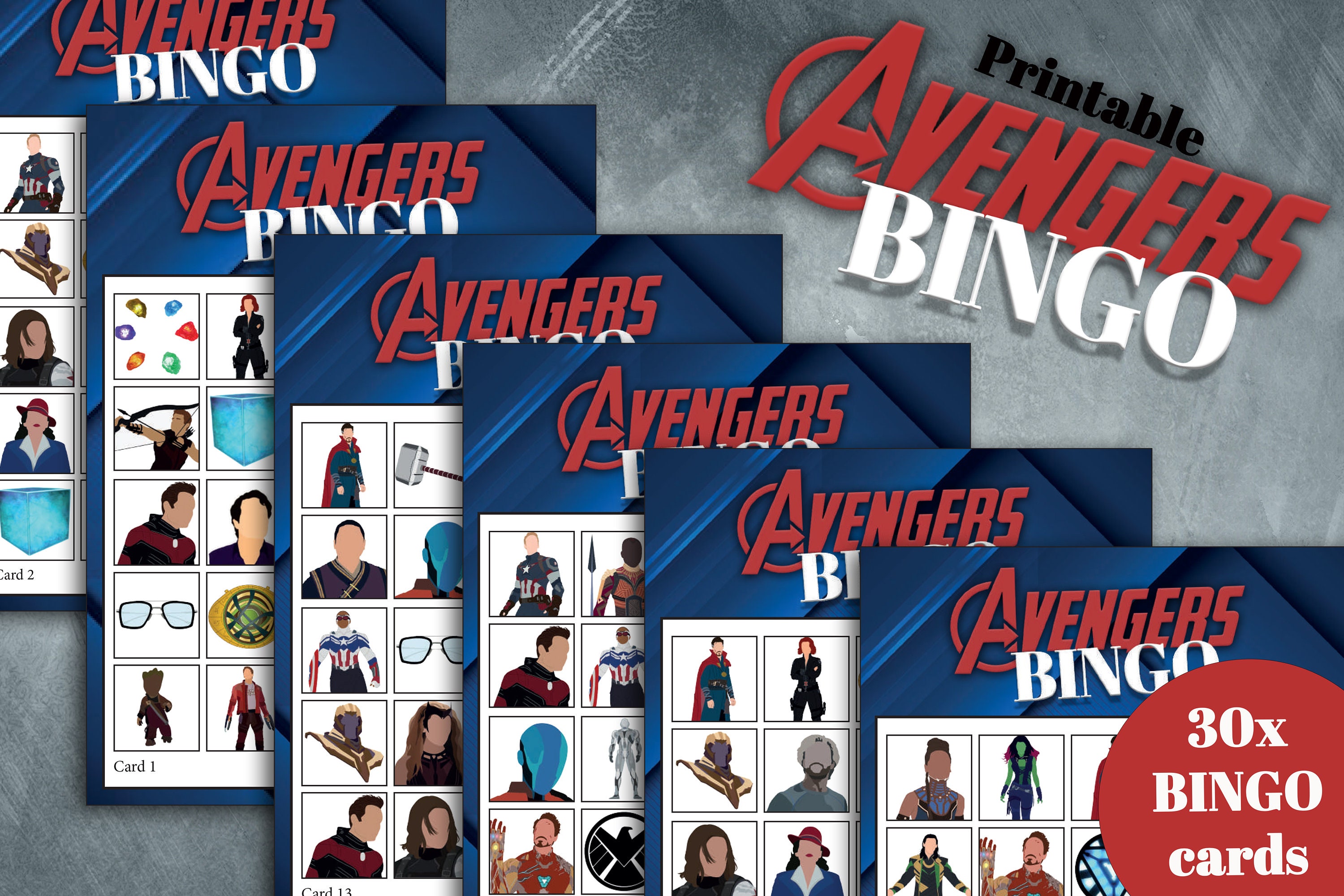 Avengers _ Bingo Cards _ 30x Cards 5x5 PDF - Etsy