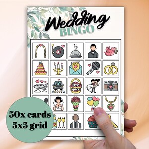Boda _ Tarjetas de bingo _ 50x tarjetas 5x5 PDF