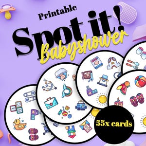 Juego de cartas Dobble/Spot It para baby shower - Descarga digital - Juego imprimible