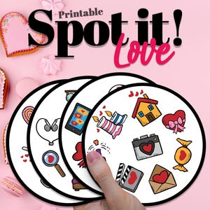 Love Dobble/Spot It-kaartspel - digitale download - afdrukbaar spel