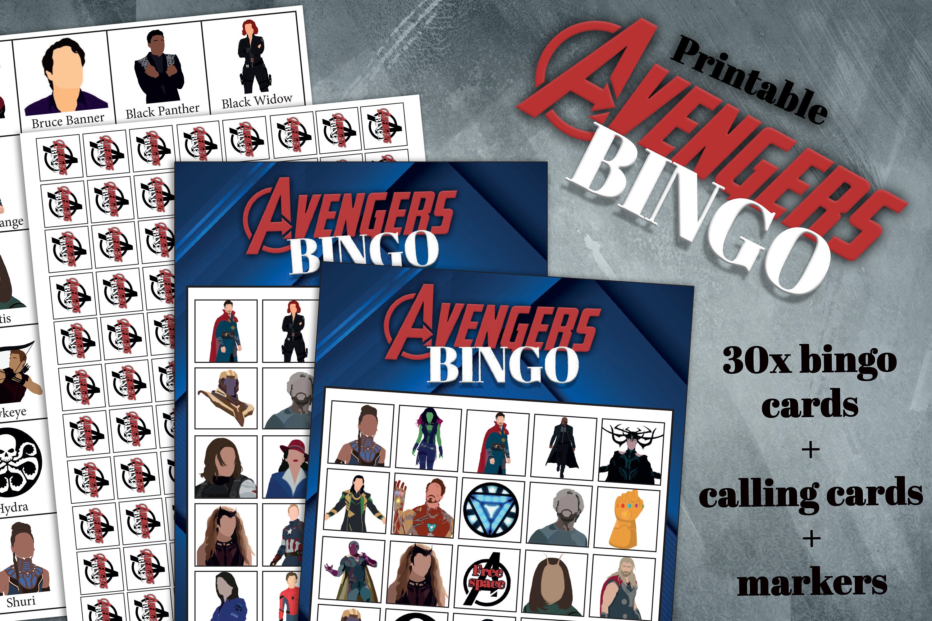 Avengers _ Bingo Cards _ 30x Cards 5x5 PDF - Etsy