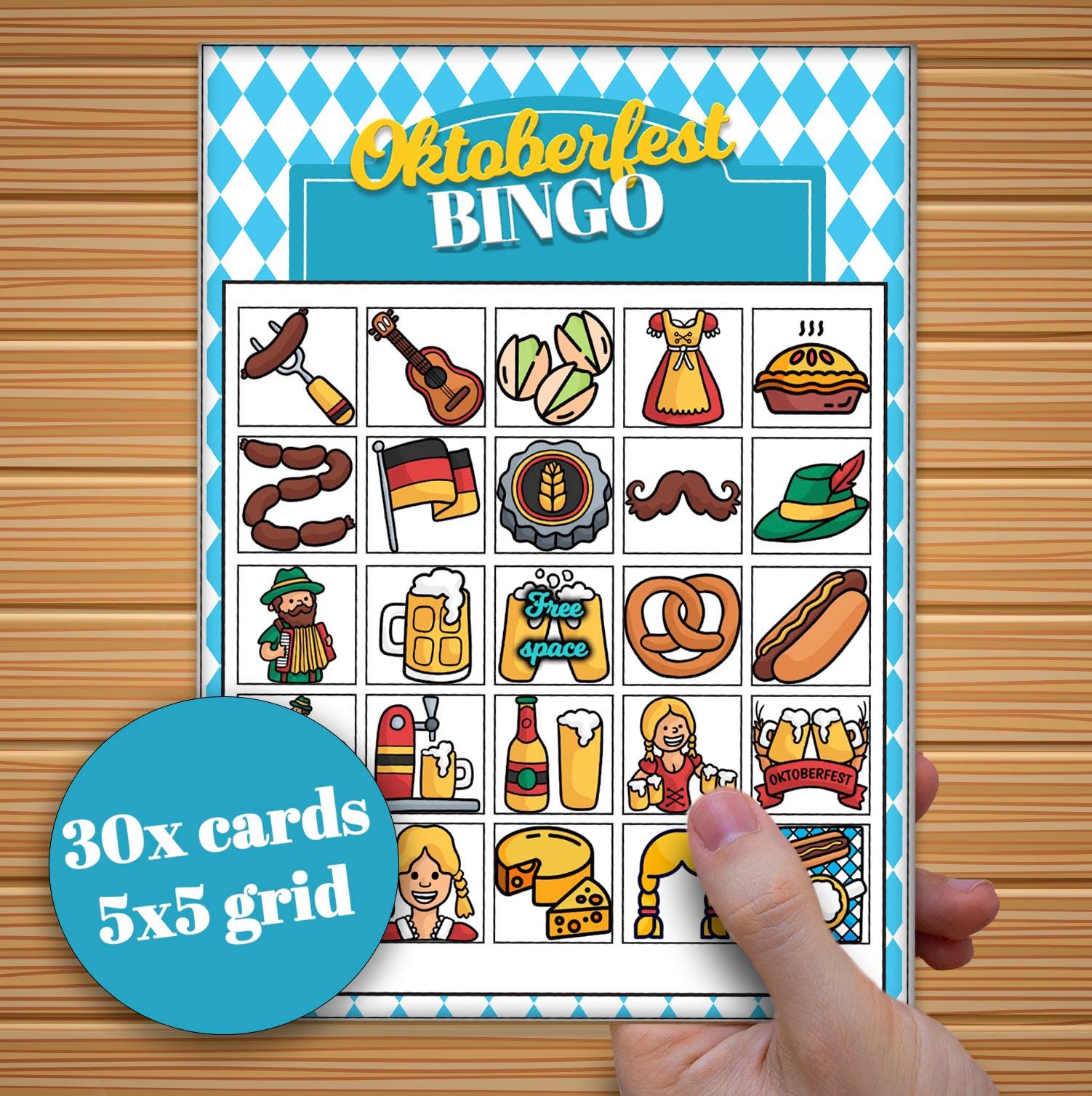 Oktoberfest _ Bingo Cards _ 30x Cards 5x5 PDF - Etsy