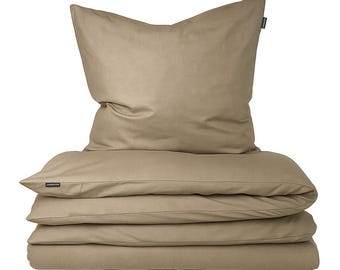 Juego de cama de algodón Moosberg - MARRÓN - Juego de cama con funda nórdica - Juegos de cama de 135 x 200 cm con 1 funda de almohada de 80 x 80 cm