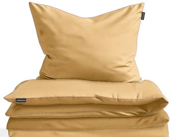 Juego de cama Moosberg algodón - tonos marrones - juego de cama funda nórdica - ropa de cama - 135 x 200 cm con 1 funda de almohada 80 x 80 cm
