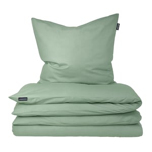 Moosberg Cotton Bedding Set - Sage Green Mint - Duvet Cover Set - Bed Linen 135 x 200 cm with 1 Pillowcase 80 x 80 cm