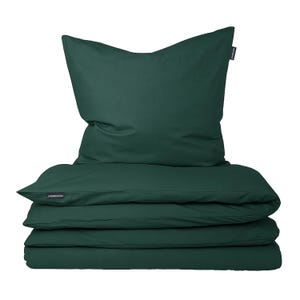 Moosberg Cotton Bedding Set - Fir Green - Duvet Cover Set - Bed Linen 135 x 200 cm with 1 Pillowcase 80 x 80 cm