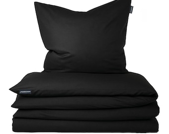 Juego de cama de algodón Moosberg - NEGRO - Funda nórdica - Juegos de cama 135 x 200 cm con 1 funda de almohada 80 x 80 cm