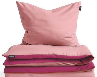Moosberg Cotton Bedding Set - Pink Tones - Bed Set Duvet Cover - Bed Linen - 135 x 200 cm with 1 pillowcase 80 x 80 cm