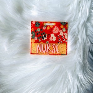 Boho Red and Orange Floral badge buddy