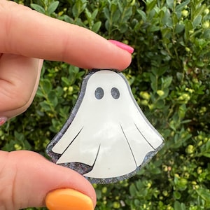Cute Interchangeable Ghost badge reel topper, Halloween Badge reel