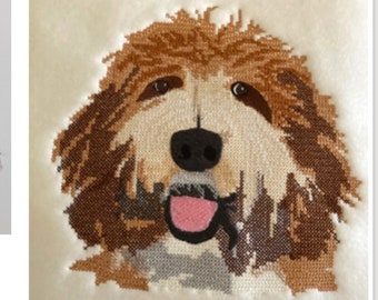 Custom Cross Stitch Machine Embroidery Pet Portrait Pillow