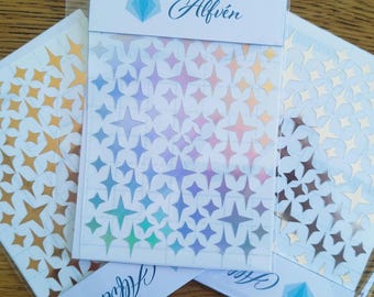 4 Point Star Stickers, Holographic, Silver or Gold