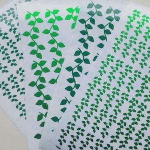 Green Plant Vine Stickers in 1inch or 2inch sizes.