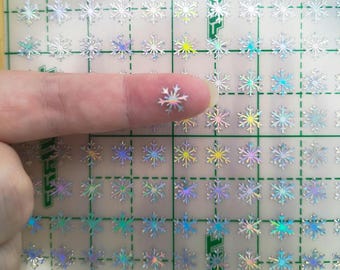 100 Silver Holographic Snowflake Stickers