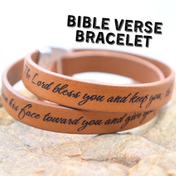 Christian Bracelet for Women Christian Gift for Her Handmade Genuine Leather Bracelet Bible Verse Bracelet Religious Gift Scripture Bracelet