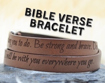 Christian Bracelet for Men Christian Gift for Men Handmade Genuine Leather Bracelet Bible Verse Bracelet Religious Gift Scripture Bracelet