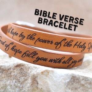 Christian Bracelet for Women Christian Gift for Her Handmade Genuine Leather Bracelet Bible Verse Bracelet Religious Gift Scripture Bracelet