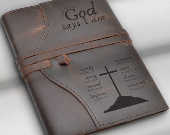 Genuine Leather Refillable Journal Bible Study Notebook Prayer Journal for Men & Women Christian Gift