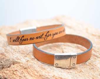 Christian Bracelet Religious Gift Handmade Genuine Leather Bracelet Christian Jewelry Bible Verse Bracelet Scripture Bracelet with Gift Box