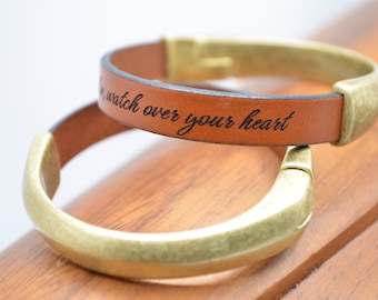 Christian Bracelet Religious Gift Handmade Genuine Leather Bracelet Christian Jewelry Bible Verse Bracelet Scripture Bracelet with Gift Box