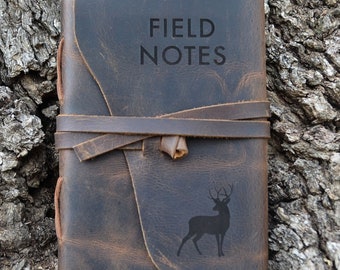 Field Notes Leather Journal Groomsmen Gift for Men Hunting Gifts Handmade Notebook Deer Journal Genuine Leather Outdoorsy Gifts for Men