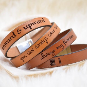 Personalized Leather Bracelet - Custom Leather Bracelet - Engraved Leather Bracelet - Custom Quote Bracelet - Personalized Quote Bracelet