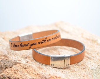 Christian Bracelet Religious Gift Handmade Genuine Leather Bracelet Christian Jewelry Bible Verse Bracelet Scripture Bracelet with Gift Box