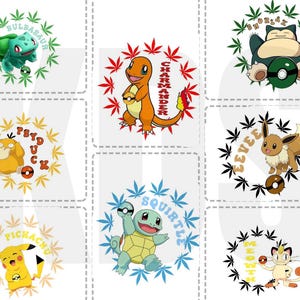 Ensemble de conceptions de pokémon de mauvaises herbes, éléments en couches, conception unique, fichiers svg vectoriels en couches, pikachu svg cricut & silhouette, téléchargement immédiat