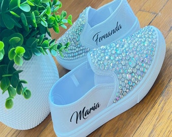 Custom Classic Shoes | Girls Customs | Rhinestone Shoes | Birthday Theme | Personalized Shoes | Kids Shoes