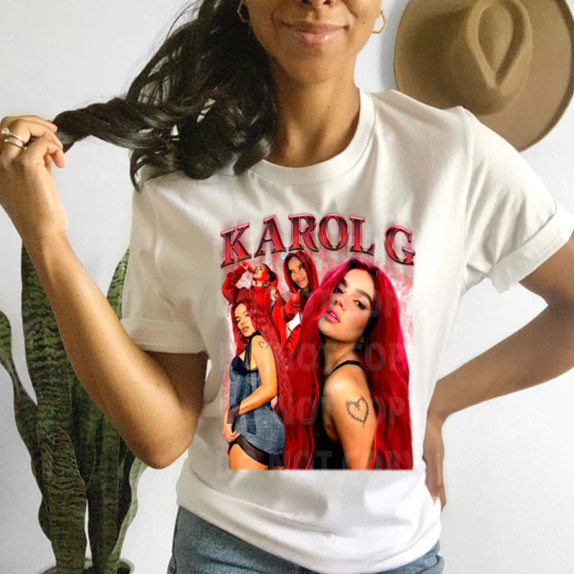 Karol G RED THEME / Karol G Red Hair Shirt / Bichota Red Shirt