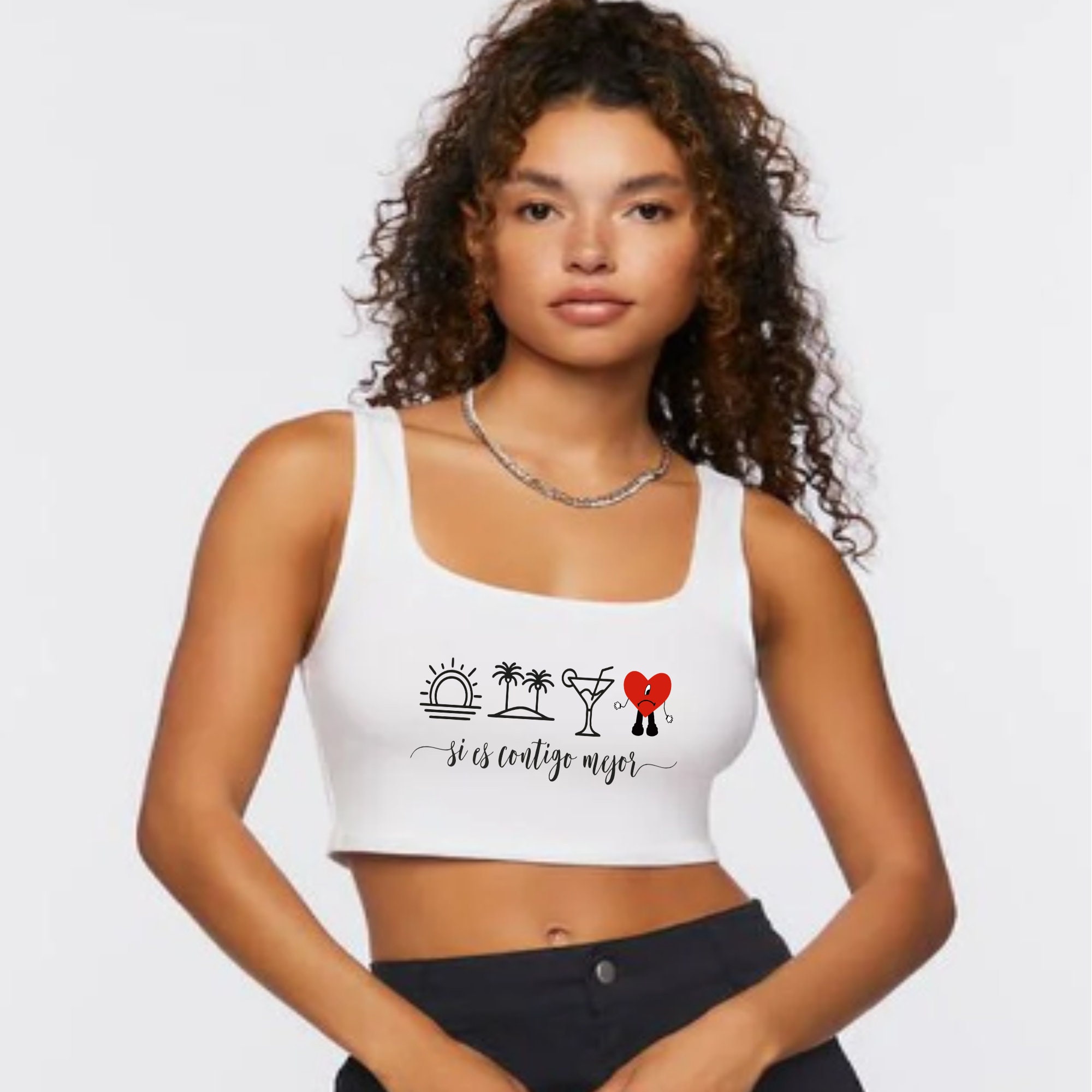 Tube Top World’s Hottest Tour Kleding Dameskleding Tops & T-shirts Croptops & Bandeautops Bandeautops Crop Top Bad Bunny Merch Bad Bunny Embroidered Cropped Tube Top Tank Top 