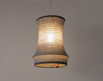 Knitted light fixture - Eco-designed ceiling light - Handmade lampshade, textile craftsmanship
