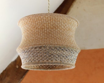 Knitted mesh light fixture - Ceiling light or lampshade for lamp base - Handmade designer pendant light, eco-designed textile crafts