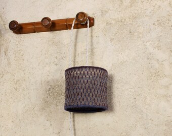 Knitted walker, auxiliary lamp to hang. Handmade designer pendant light. Handmade luminaire in eco-designed textile.