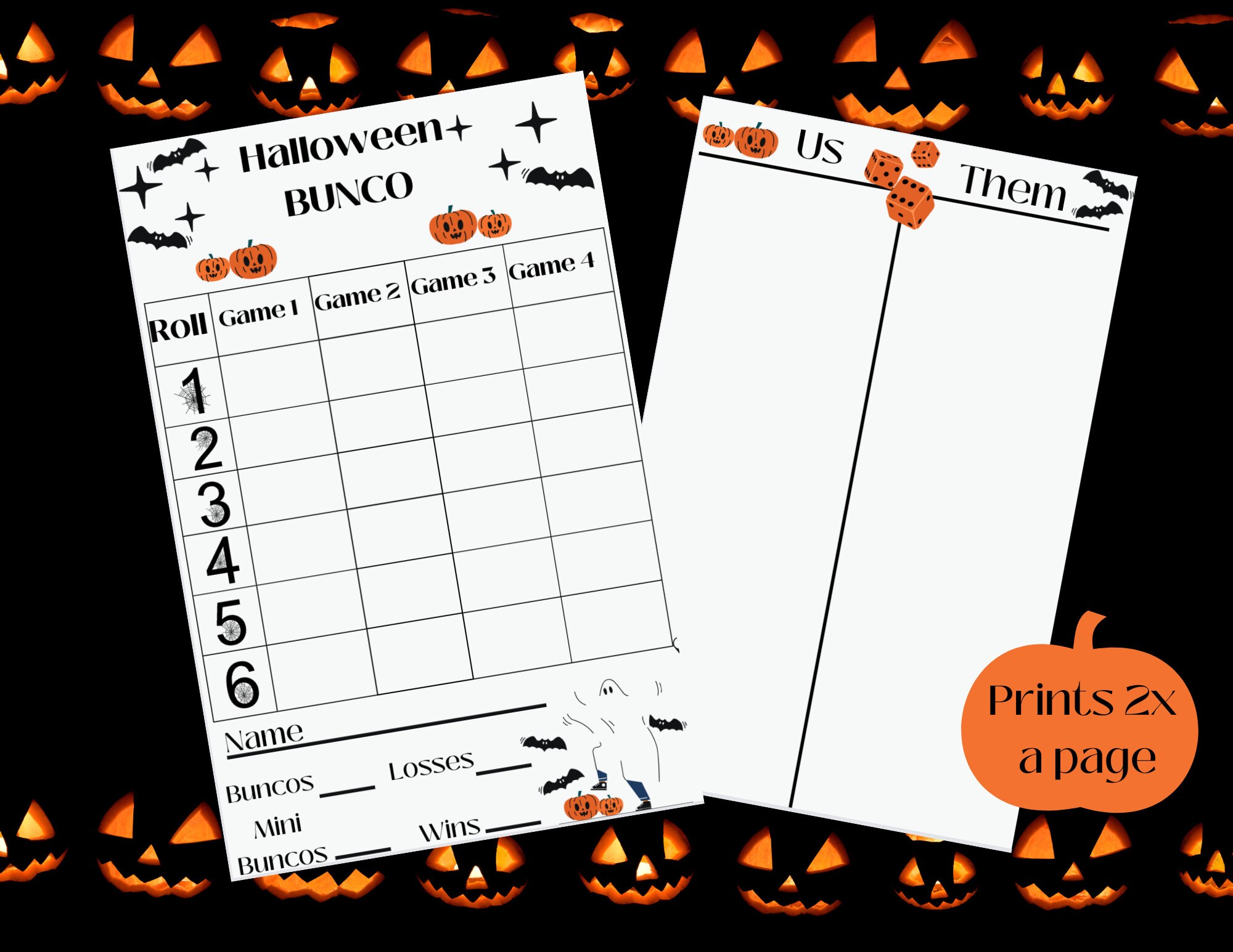 Halloween Bunco Set, Fall Bunco Cards, Jack O Lanterns, Orange and ...