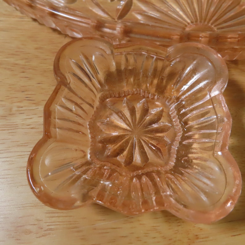 Vintage Peach Pink Glass Vanity Dressing Table Set Tray Etsy