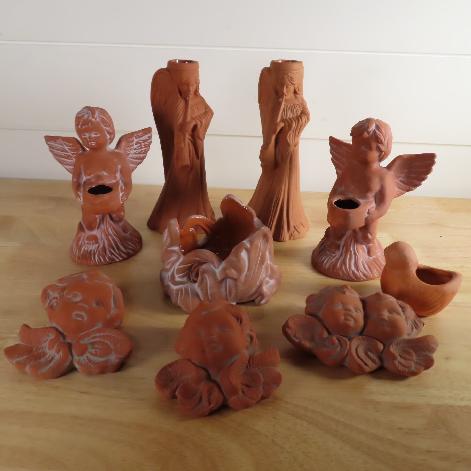 Vintage Angel Angels Cherubs Terracotta Figurine Sculptures Etsy