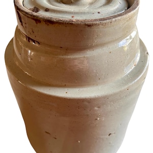 Late 19th Century Salt Glaze Stoneware, Salt Glazed Crock, Primitive Stoneware Jar