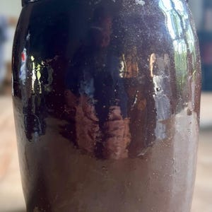 Small Late 19th/Early 20th Century Brown Glazed Stoneware Jar