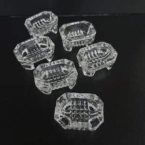 Antique Cut Crystal Salt Cellars: Footed Open Salt Dishes, Set of 2