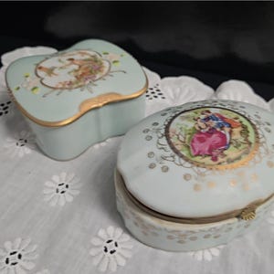 Trinket Boxes, Porcelain Vintage Floral Jewelry Container, Decorative Collectible Gift
