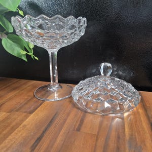 Vintage Fostoria Glass Compote with Lid: UV Reactive Candy Dish