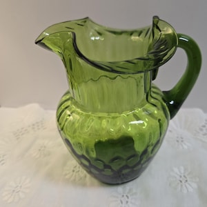 Pitcher - Green Glass or Decorative Vase for Home Kitchen, possibly Kanawha