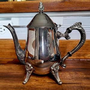 Silver Tea Pot Silver Plated Vintage Server Elegant Antique Style Home Decor Gift