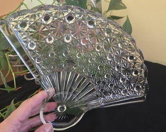 Fan Shaped Daisy and Button Glass Plate by Anchor Hocking