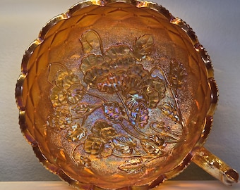 Imperial Glass Marigold Carnival Glass Nappy Dish: Pansy Design