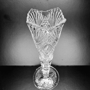Vintage McKee Lone Star Vase: Pressed Glass Tulip Vase, 1890s Decor